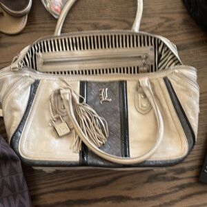 Elegant Cream and Black Designer Handbag